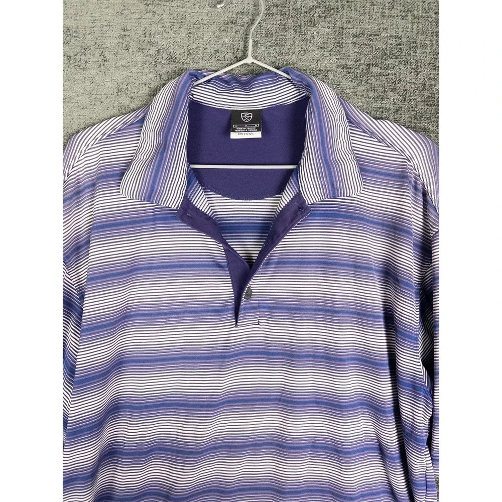 Nike Tiger Woods Dri Fit UV Polo Shirt Mens‎ M Striped Short Sleeve